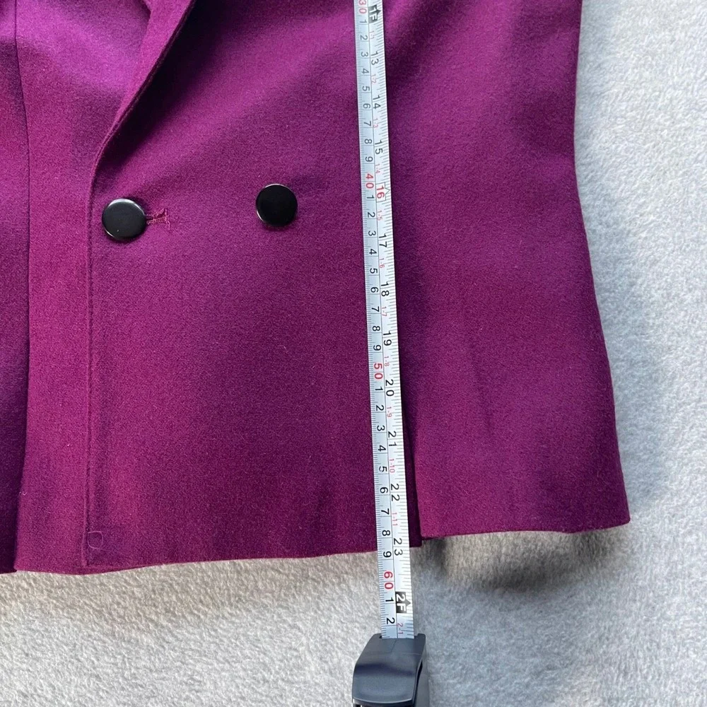VTG Sasson Wool Blazer Sz 10 Magenta Cropped Double Breasted 80s Paris NY - Picture 15 of 16